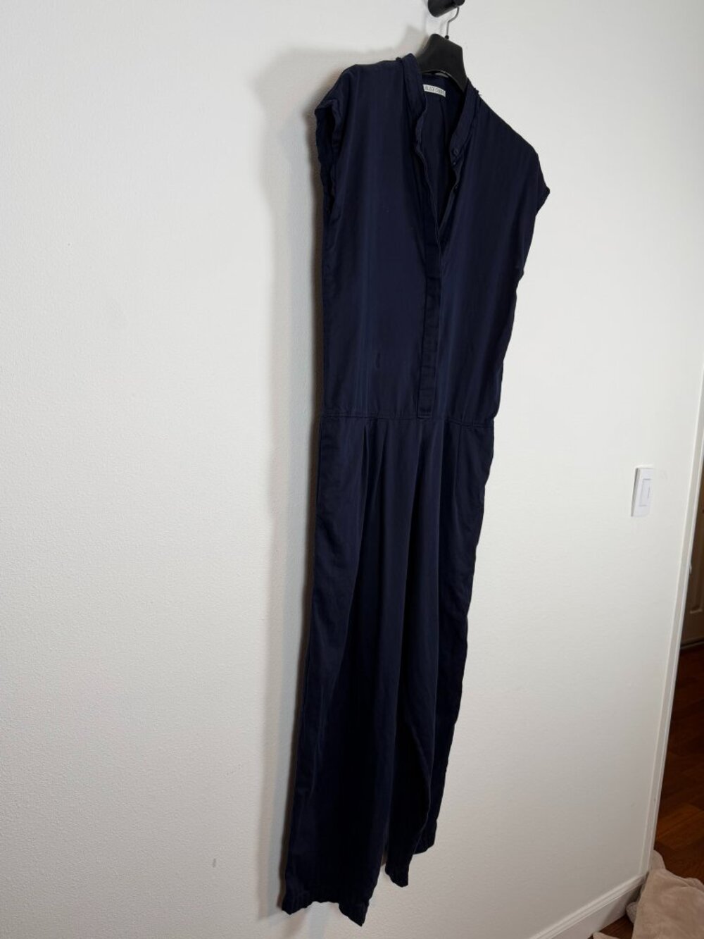 Black Crane Navy Cotton Button Front Jumpsuit Size Medium Made in USA